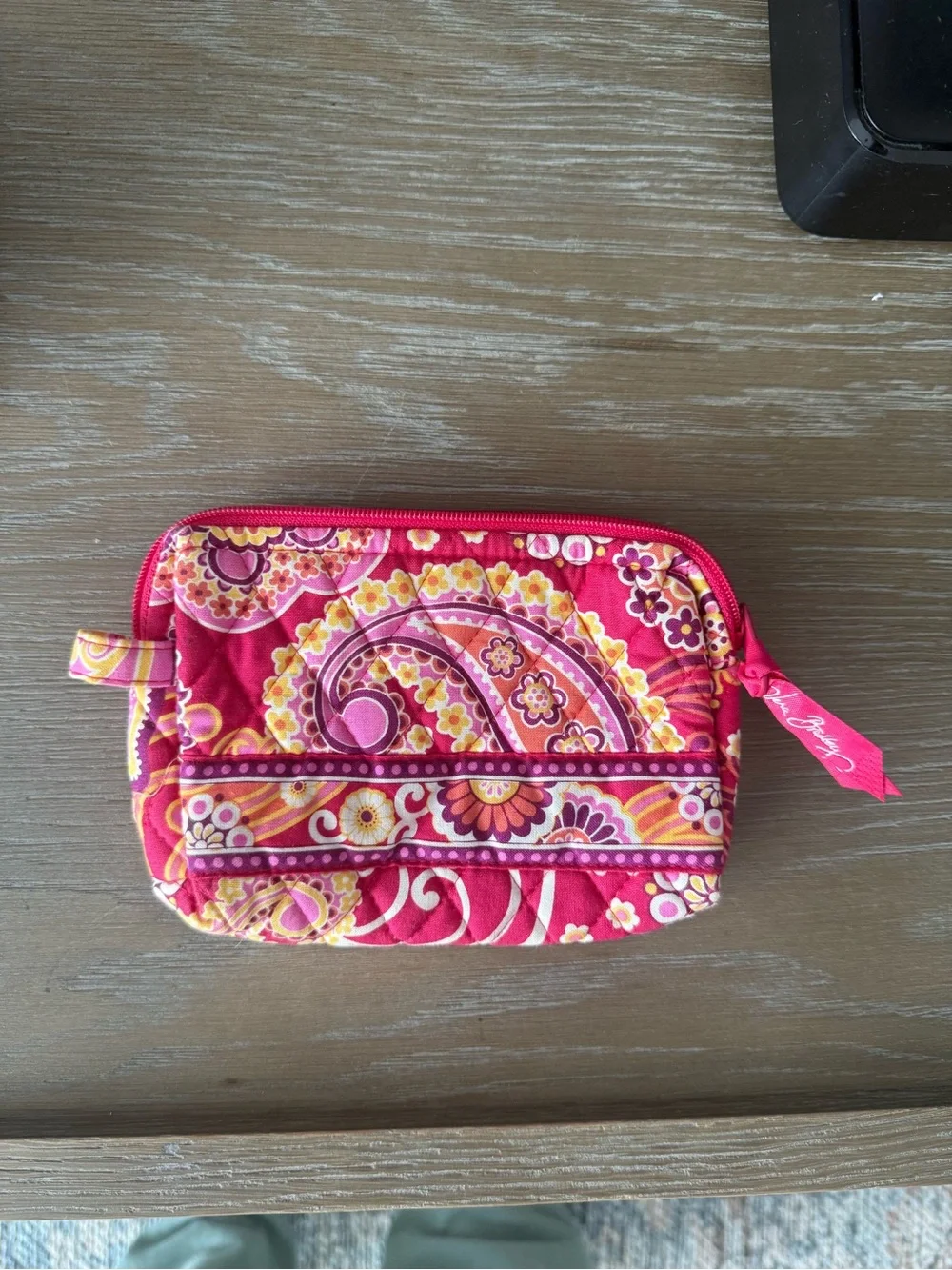 Vera Bradley Pink Paisley Quilted Zip Cosmetic Pouch
